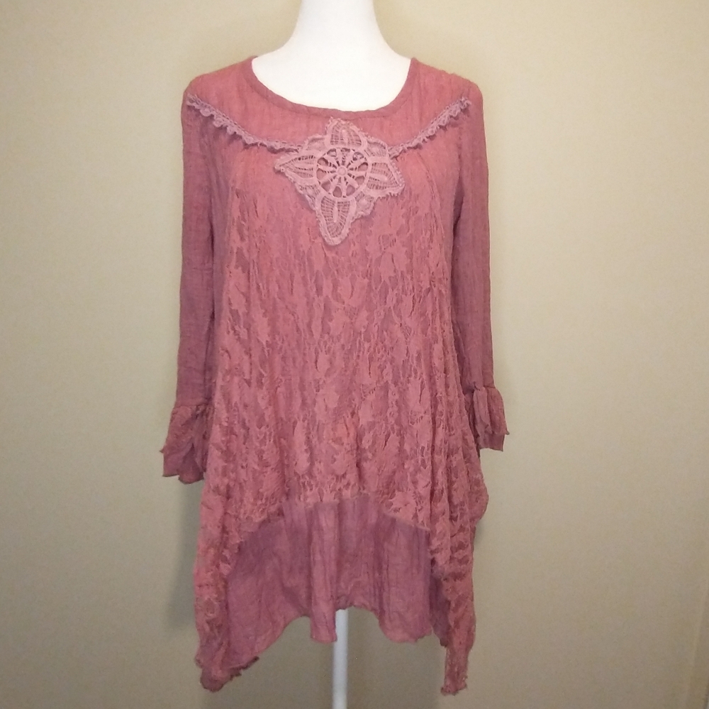 Pretty Angel  Pink Lace  Boho Tunic